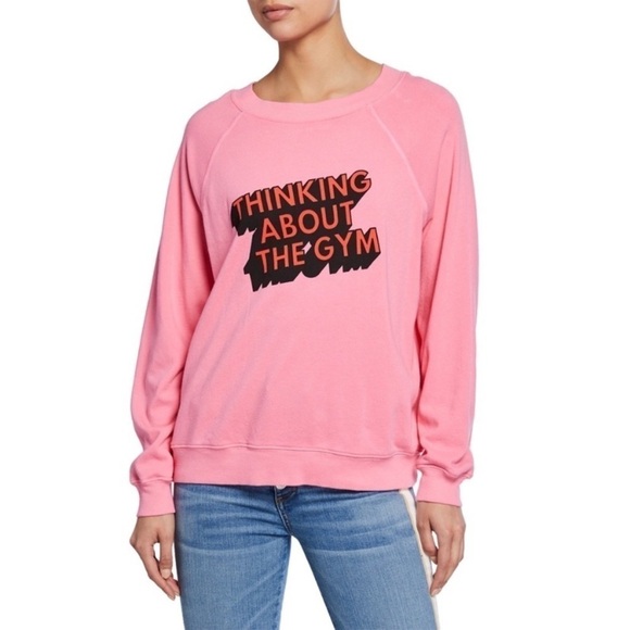 Wildfox Tops - NWT Wildfox Thinking About The Gym Pink Sommers Sweatshirt XS Bubblegum Cotton